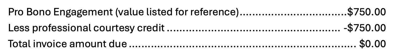Pro bono invoice 1