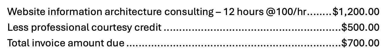 Pro bono invoice 3