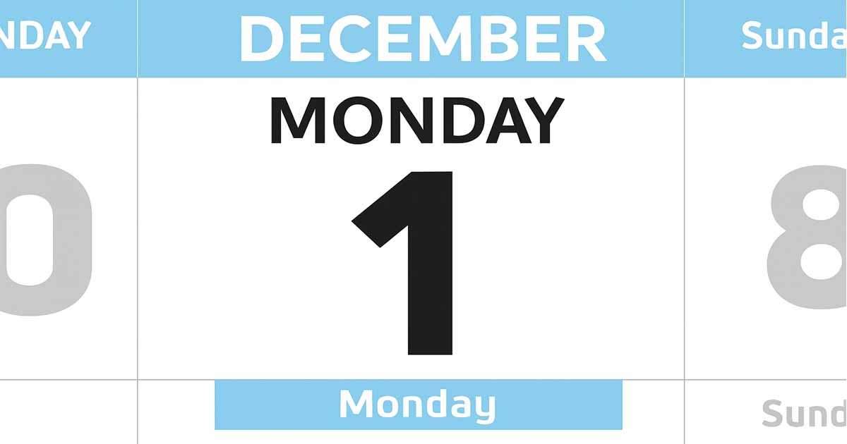 December 1 calendar