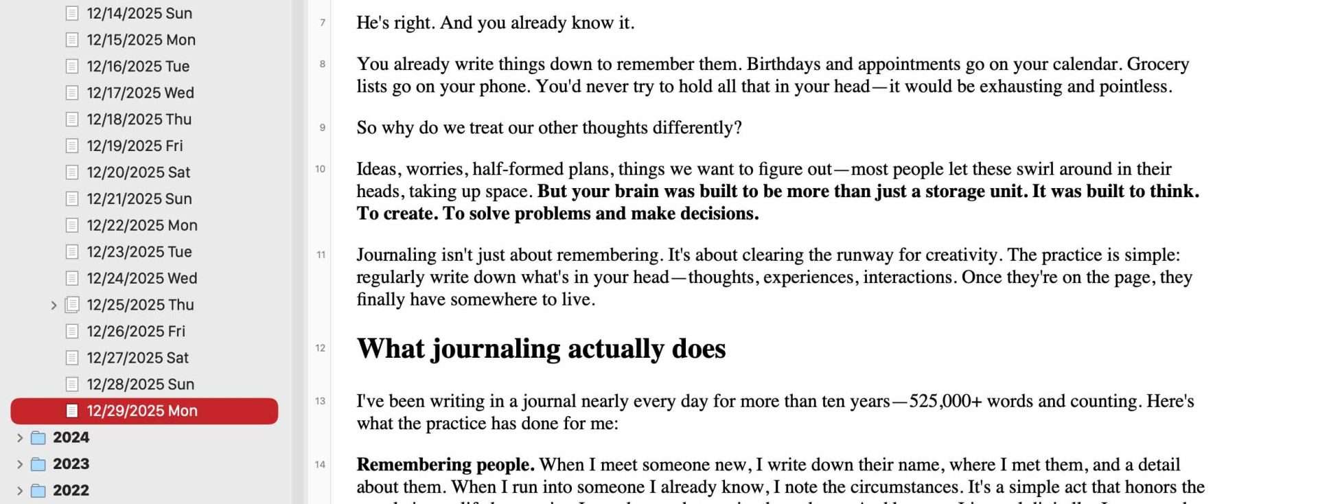 Scrivener app for journaling